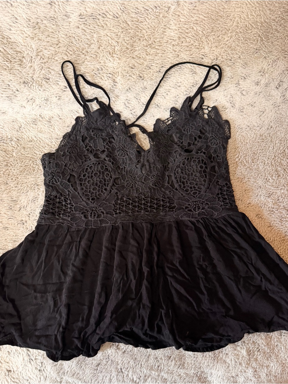 Maurices Black Lace Crochet Cami Tank Top